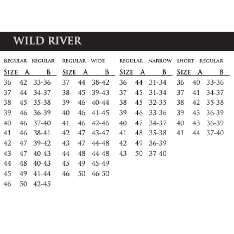 Mountain Horse ratsasaapad Wild River mõõdutabel