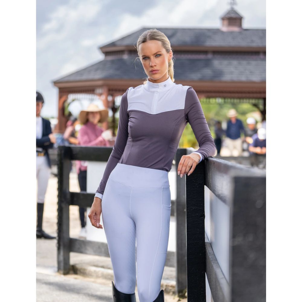 Equestrian Stockholm pikkade varrukatega võistluspluus Fine Line Dark Violet - Lilla
