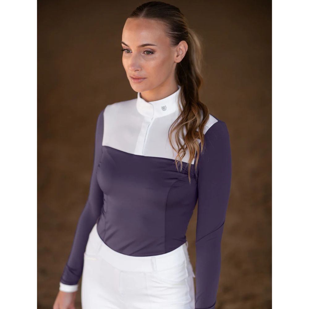 Equestrian Stockholm pikkade varrukatega võistluspluus Fine Line Dark Violet - Lilla