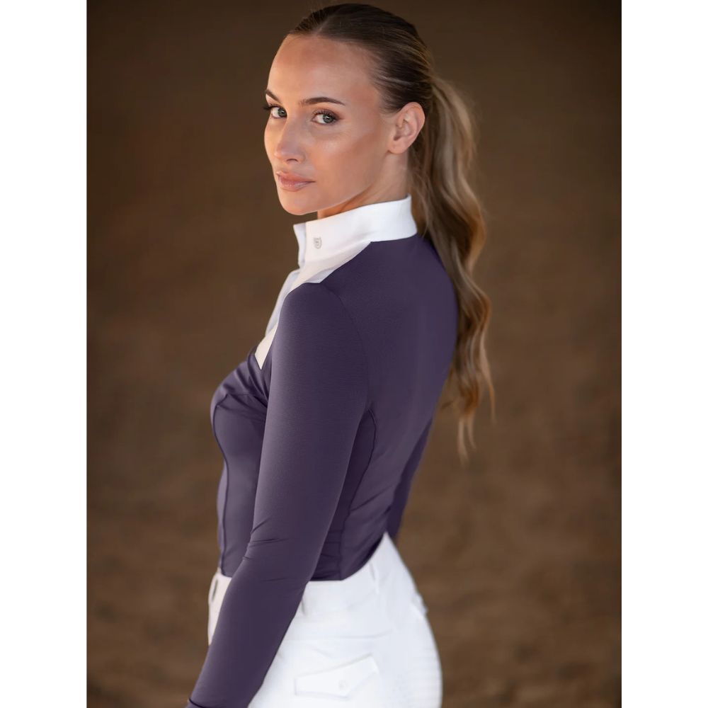 Equestrian Stockholm pikkade varrukatega võistluspluus Fine Line Dark Violet - Lilla