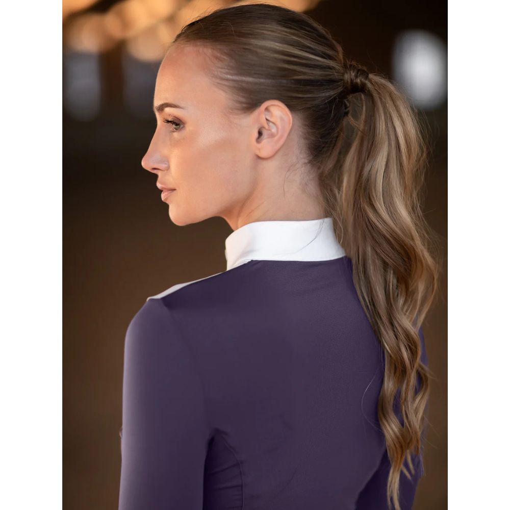 Equestrian Stockholm pikkade varrukatega võistluspluus Fine Line Dark Violet - Lilla