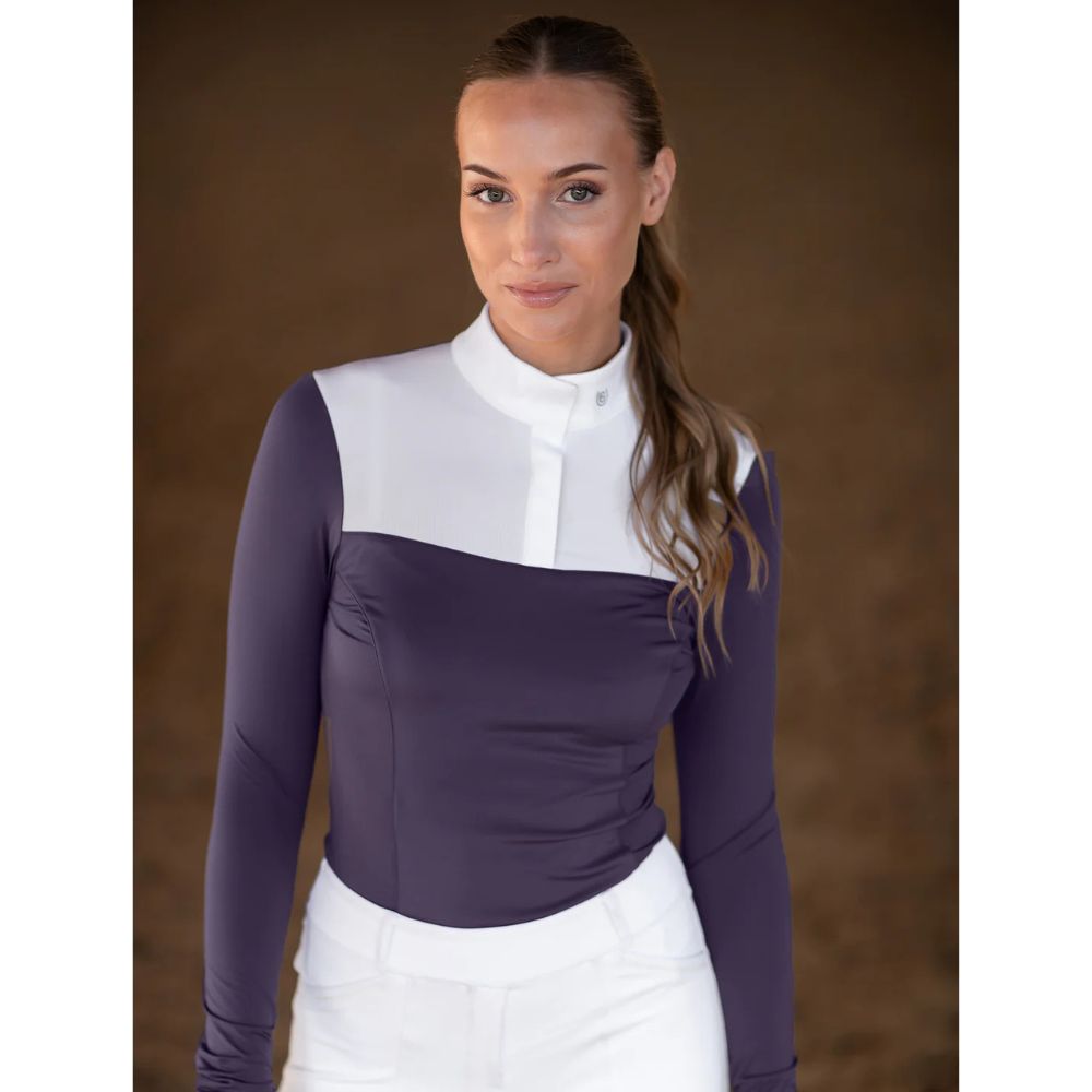 Equestrian Stockholm pikkade varrukatega võistluspluus Fine Line Dark Violet - Lilla