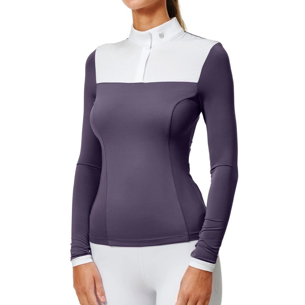 Equestrian Stockholm pikkade varrukatega võistluspluus Fine Line Dark Violet - Lilla