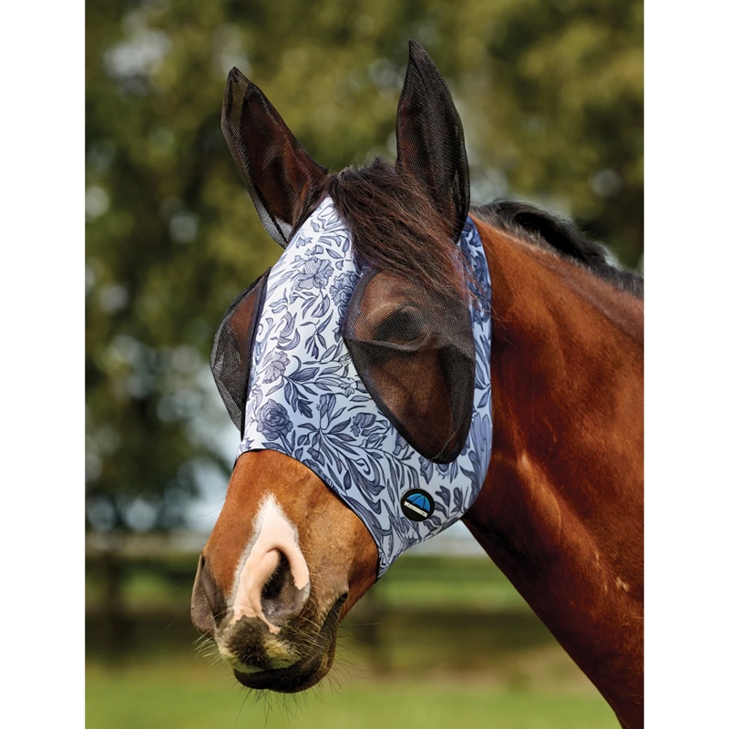 Weatherbeeta UV kaitsega putukamask Deluxe Stretch Floral - silmad, kõrvad - Tumesinine