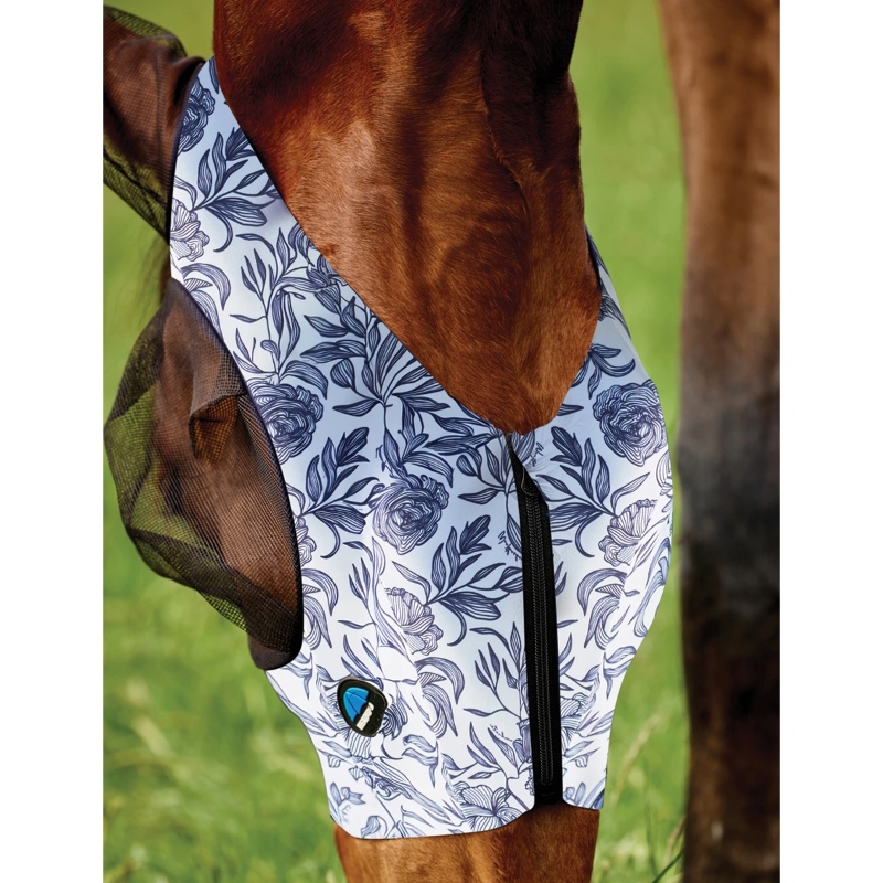 Weatherbeeta UV kaitsega putukamask Deluxe Stretch Floral - silmad, kõrvad - Tumesinine
